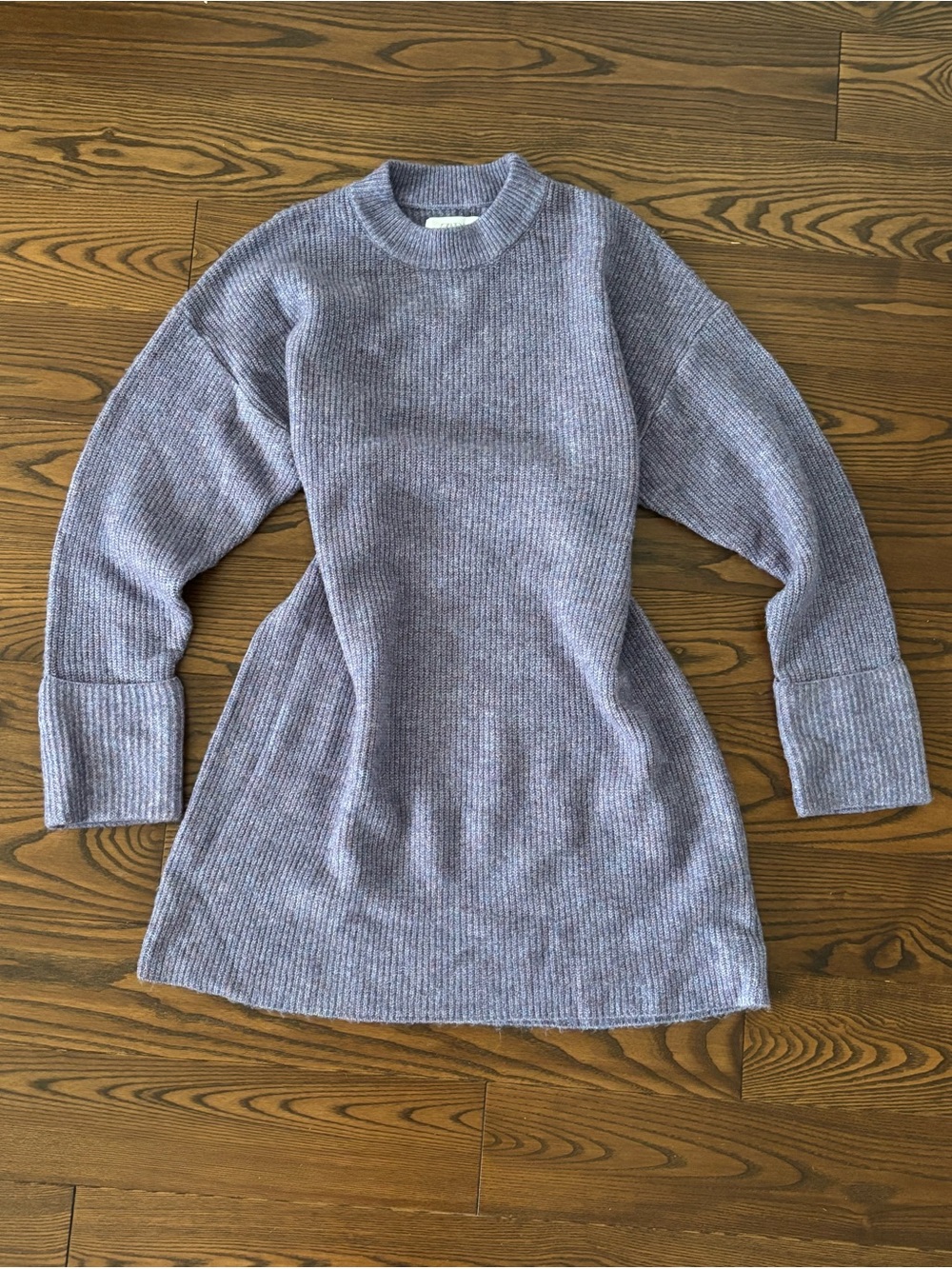Zara Lavender Ribbed Knit Sweater Dress